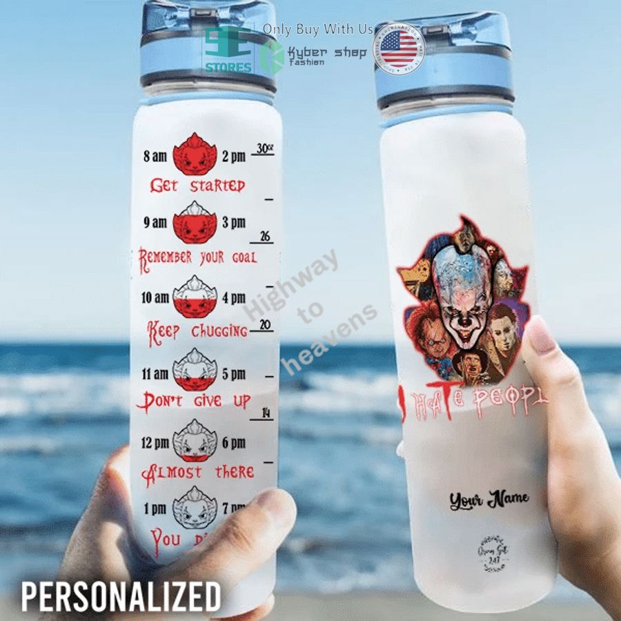 personalized horror characters i hate people water bottle 1 60707