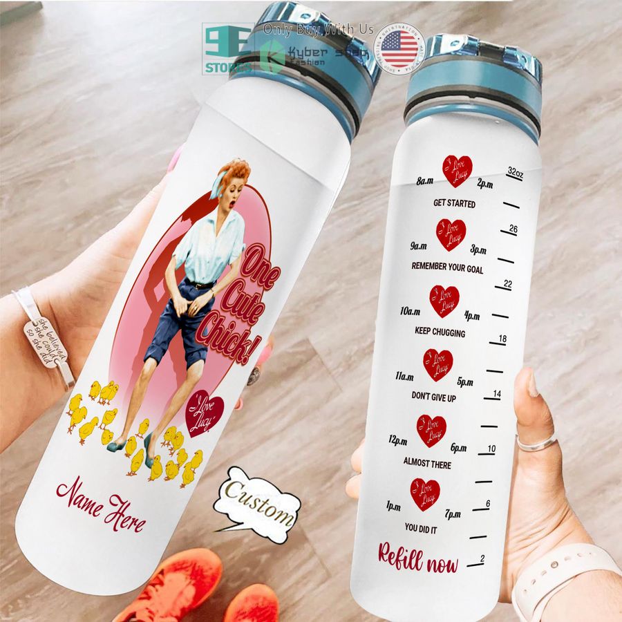 personalized i love lucy one cute chick water bottle 2 10217