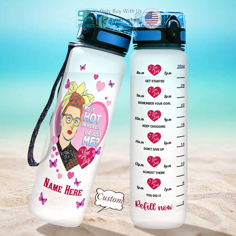personalized is it hot in here or just me i love lucy water bottle 2 53395