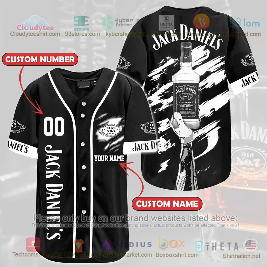 personalized jack daniels black white custom baseball jersey 1 3986