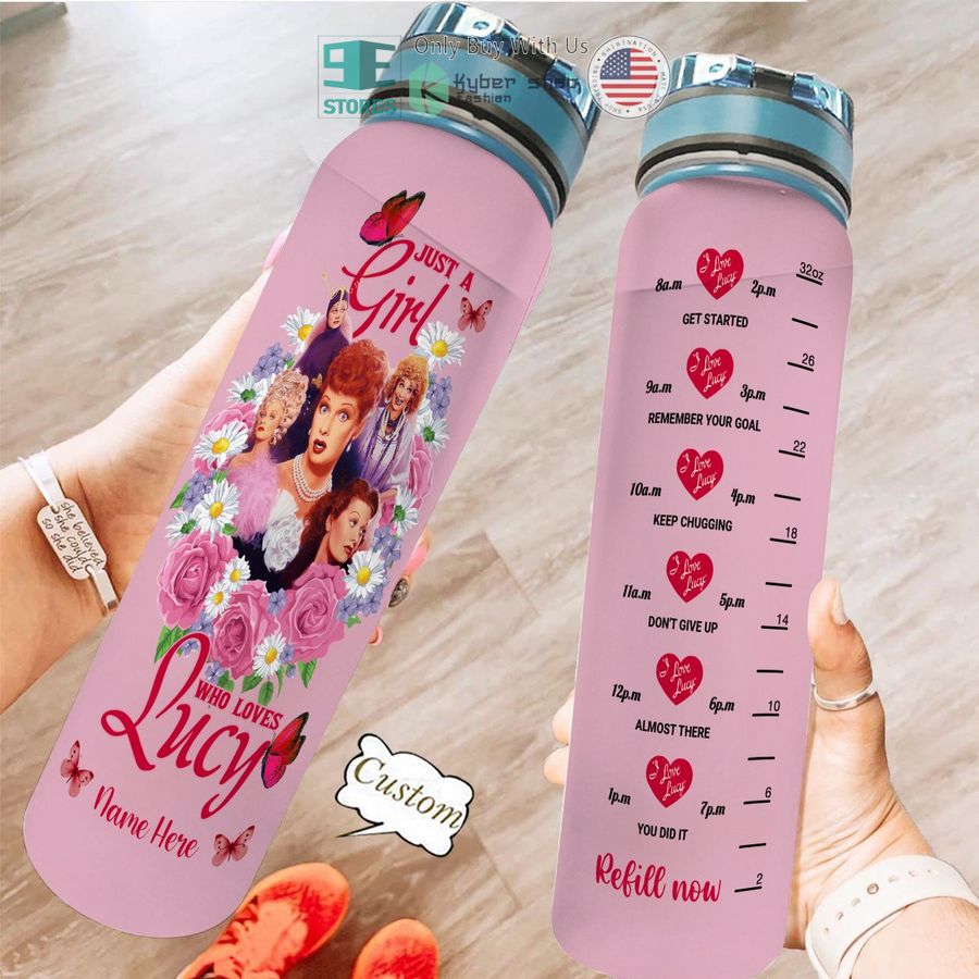 personalized just a girl who loves lucy water bottle 1 56667