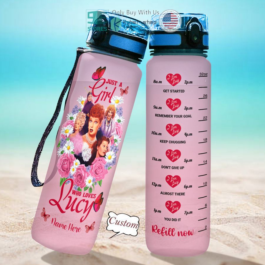 personalized just a girl who loves lucy water bottle 2 27877