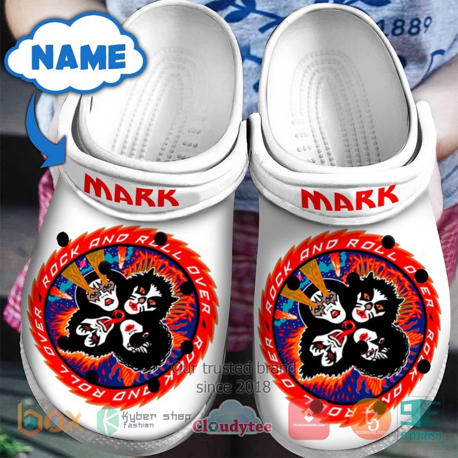 personalized kiss band rock and roll white crocband clog 1 32353