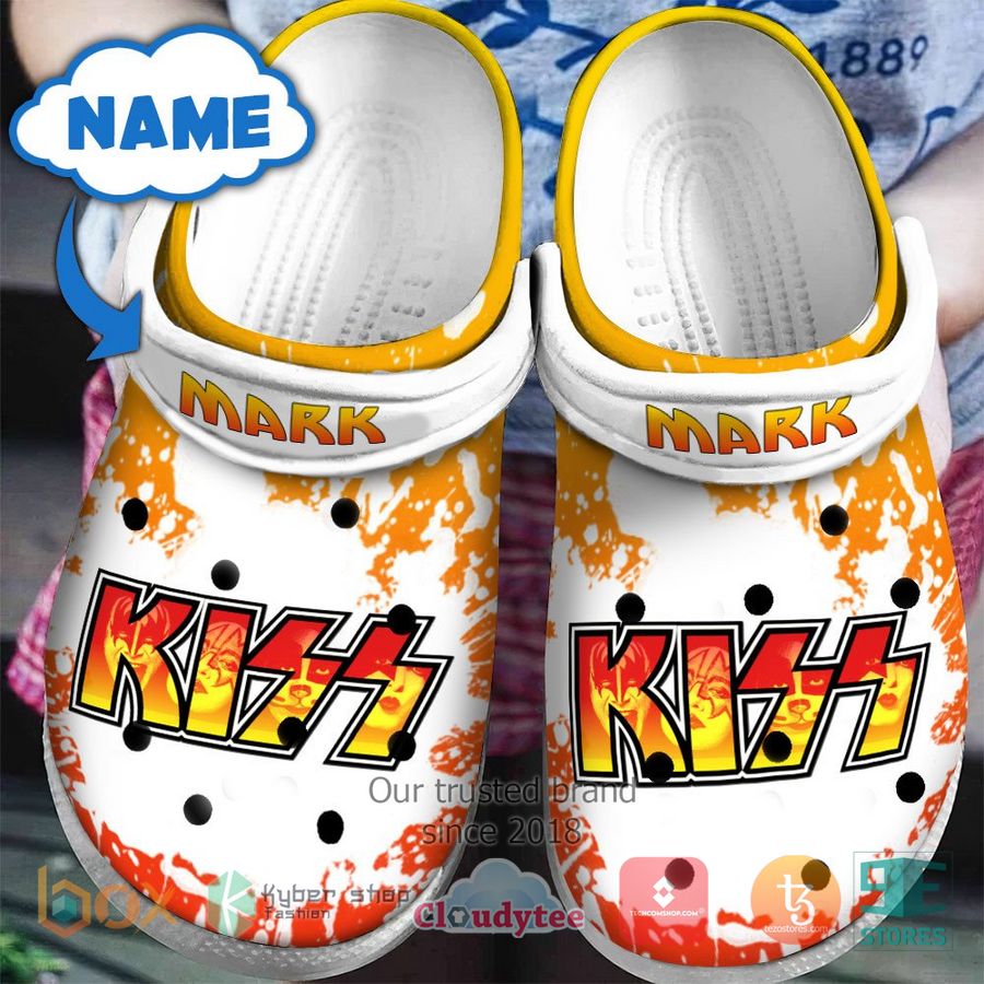 personalized kiss band white orange crocband clog 1 62493