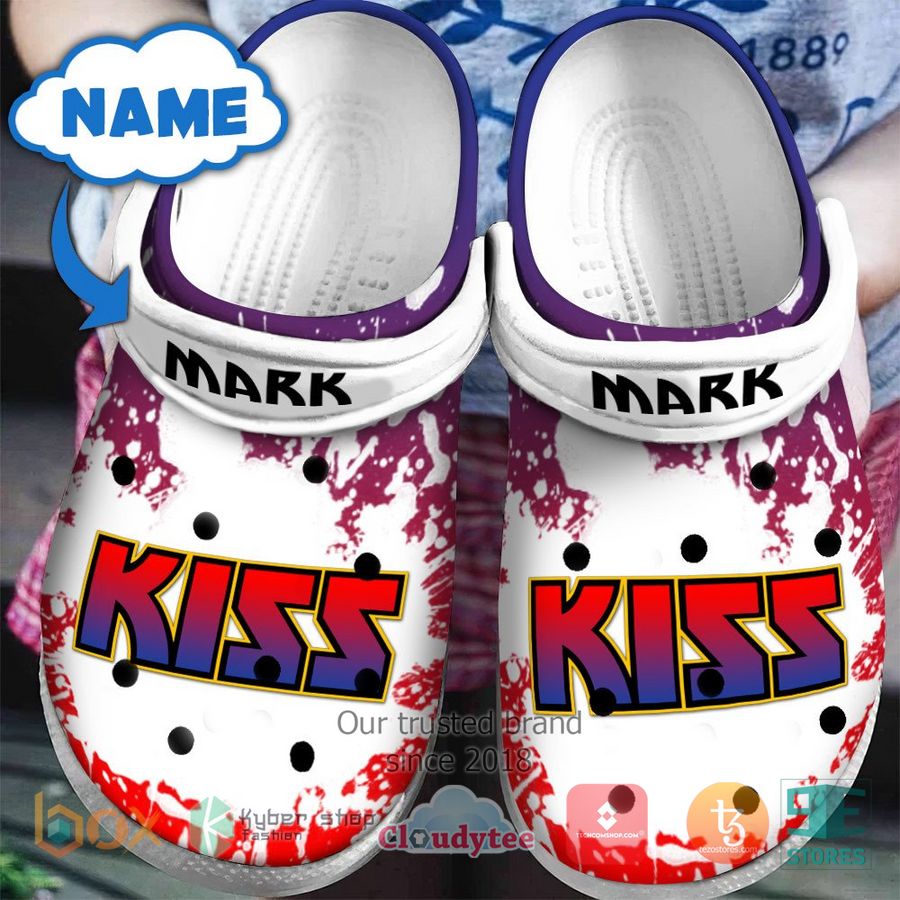 personalized kiss band white violet crocband clog 1 8973