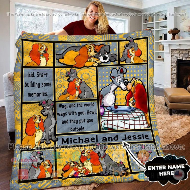 personalized lady and the tramp start building some memories quilt 1 69511