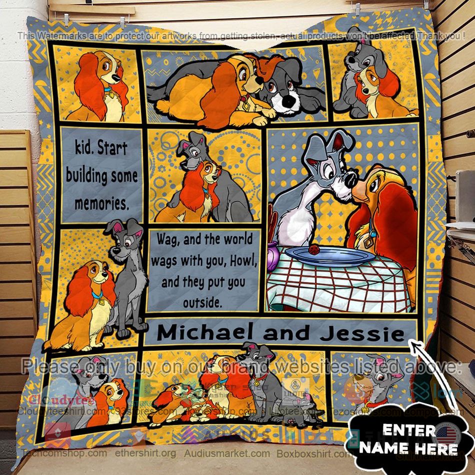 personalized lady and the tramp start building some memories quilt 2 69181