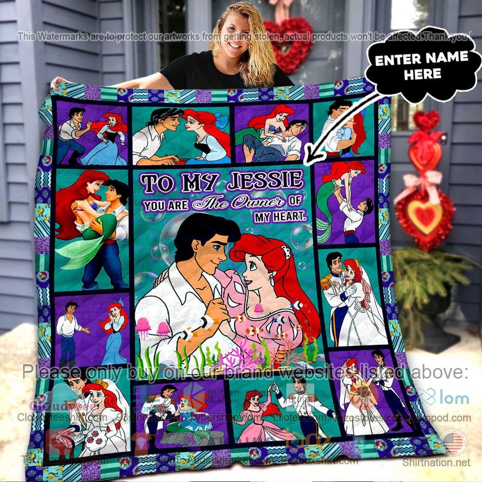 personalized little mermaid and prince eric quilt 1 52016