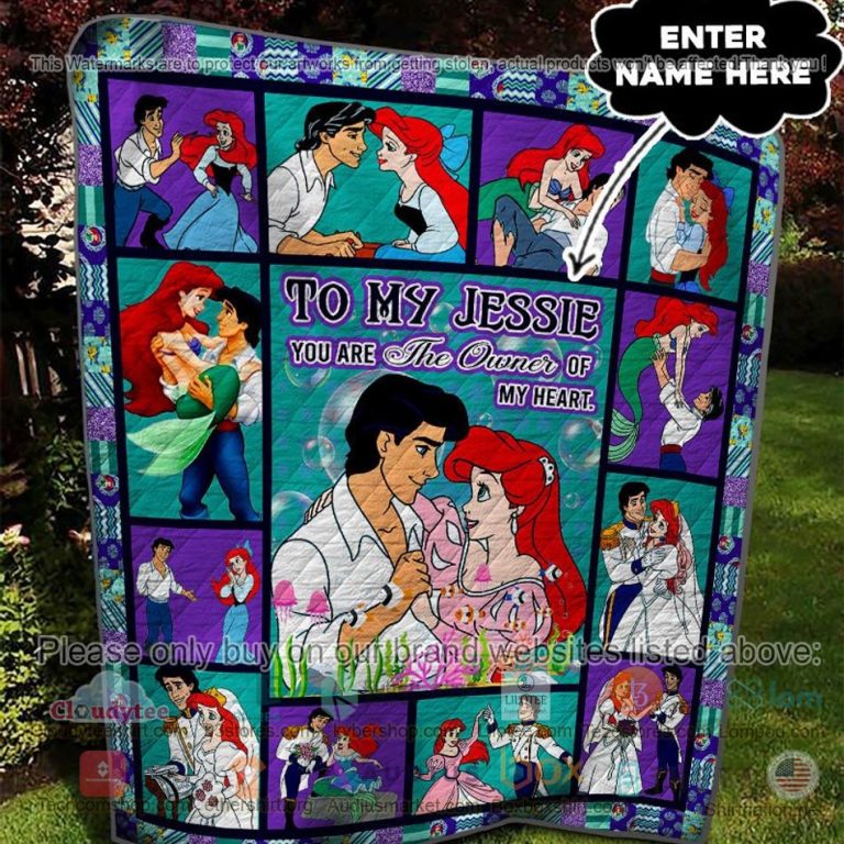 personalized little mermaid and prince eric quilt 2 12361