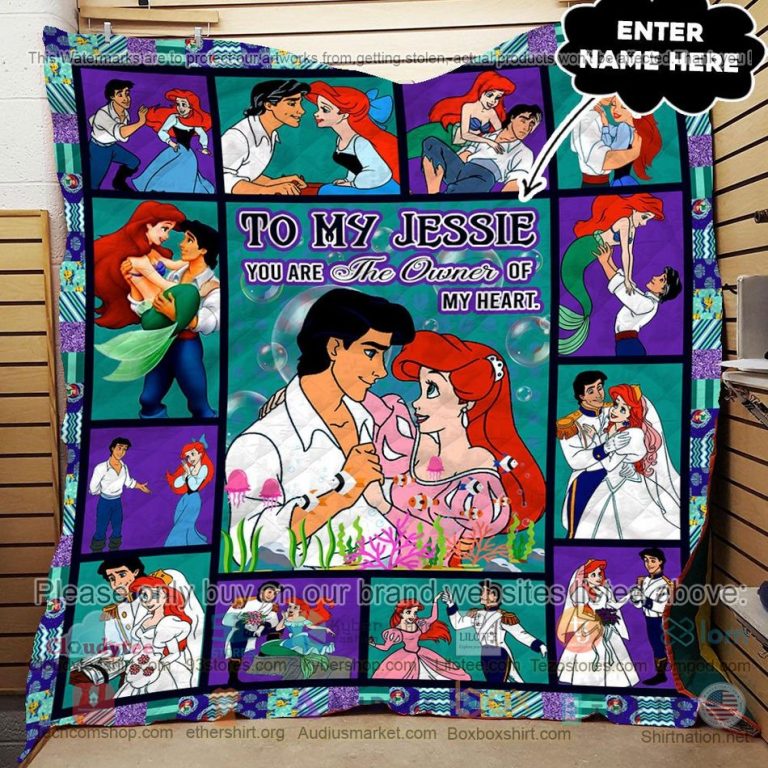 personalized little mermaid and prince eric quilt 3 52125