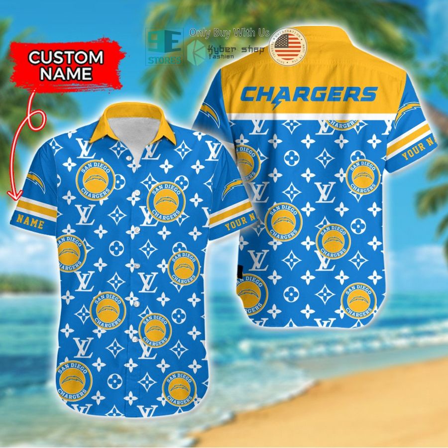 personalized los angeles chargers louis vuitton pattern hawaiian shirt 1 92424