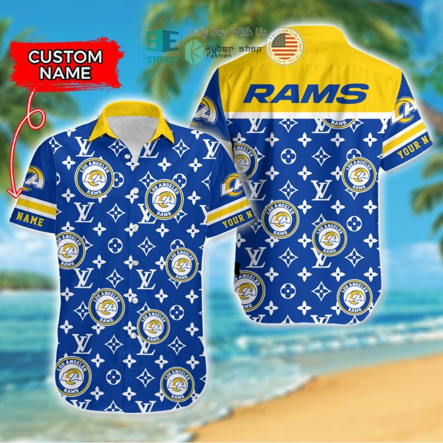 personalized los angeles rams louis vuitton pattern hawaiian shirt 1 50073