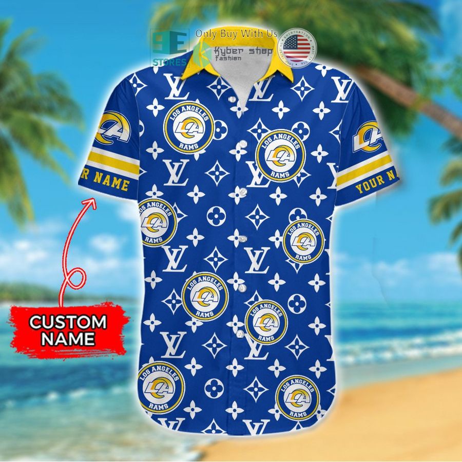 personalized los angeles rams louis vuitton pattern hawaiian shirt 2 5571
