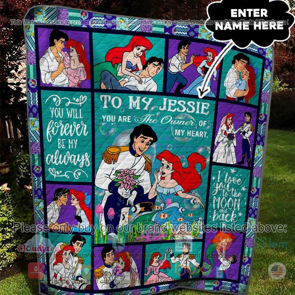 personalized mermaid ariel prince eric you are the owner of my heart quilt 2 35544