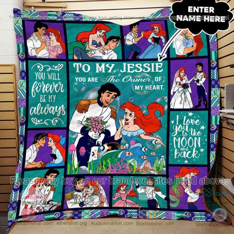 personalized mermaid ariel prince eric you are the owner of my heart quilt 3 65999