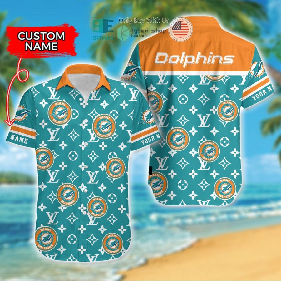 personalized miami dolphins louis vuitton pattern hawaiian shirt 1 61140