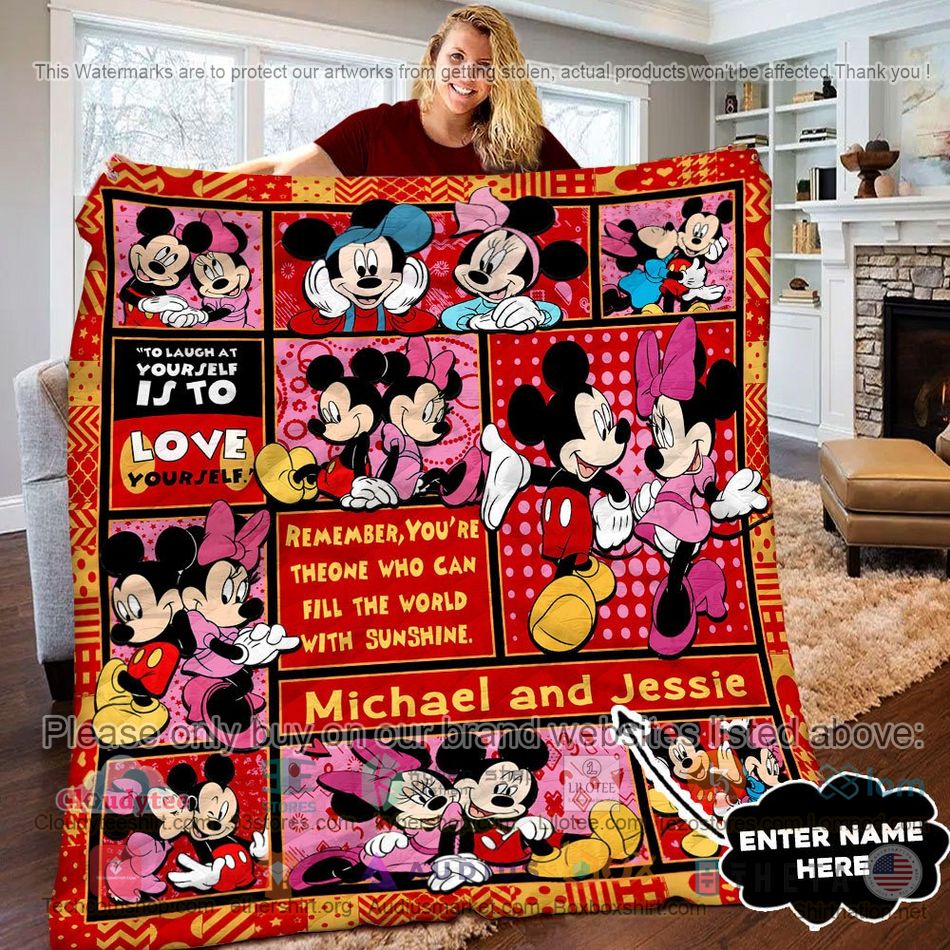 personalized mickey minnie couple quilt 1 90984