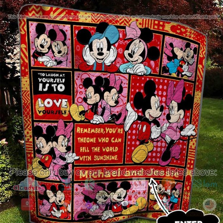 personalized mickey minnie couple quilt 3 87631