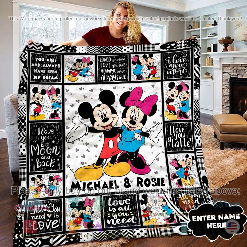 personalized mickey minnie i love you a latte quilt 1 6040