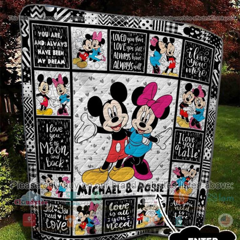 personalized mickey minnie i love you a latte quilt 2 63058