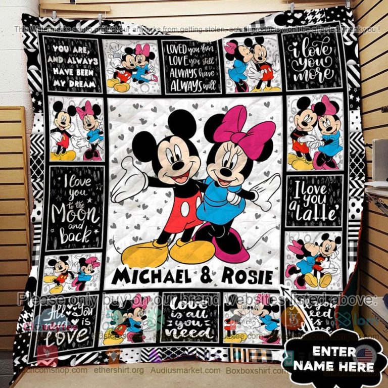 personalized mickey minnie i love you a latte quilt 3 31682