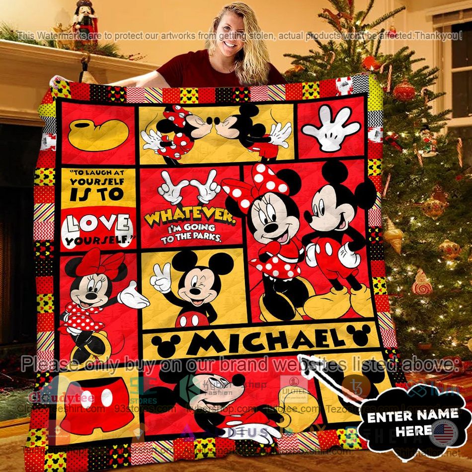 personalized mickey minnie love yourself quilt 1 2726
