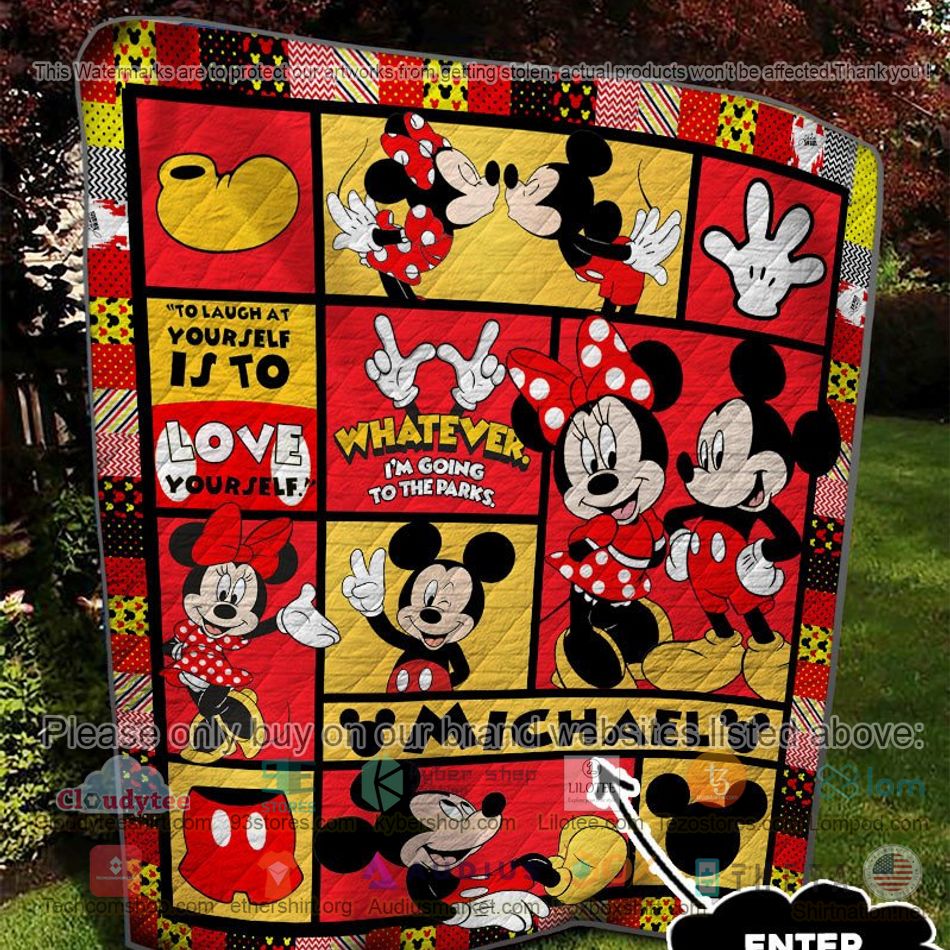 personalized mickey minnie love yourself quilt 2 92910