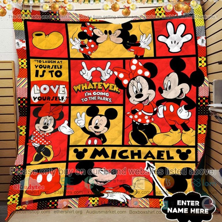 personalized mickey minnie love yourself quilt 3 94631