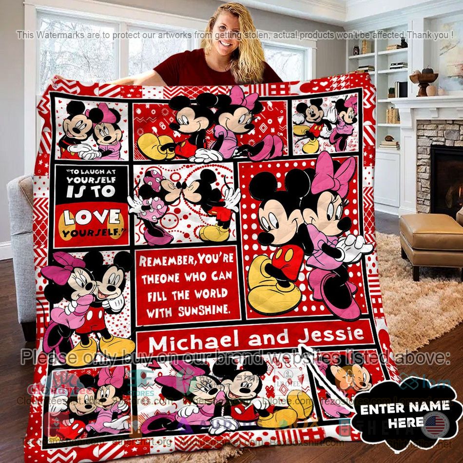 personalized mickey minnie quilt 1 30675