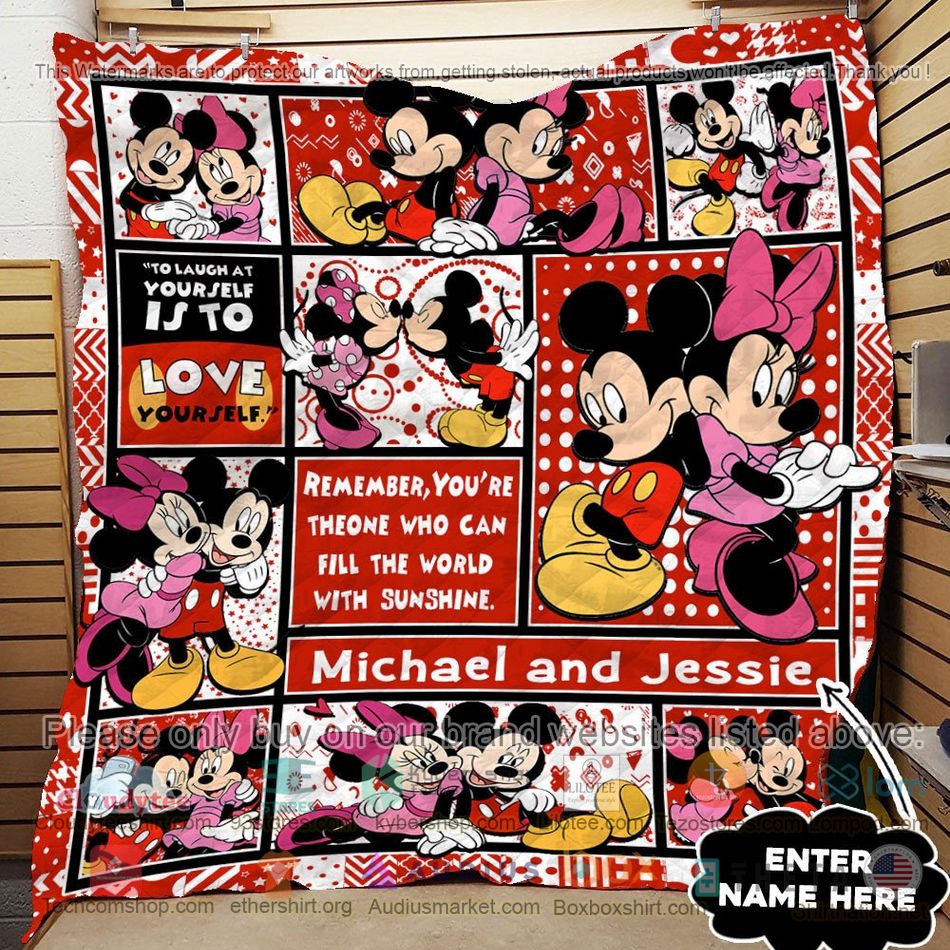 personalized mickey minnie quilt 2 11586