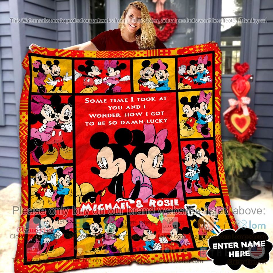 personalized mickey minnie red quilt 1 7700