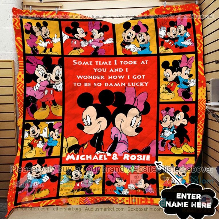 personalized mickey minnie red quilt 3 65209