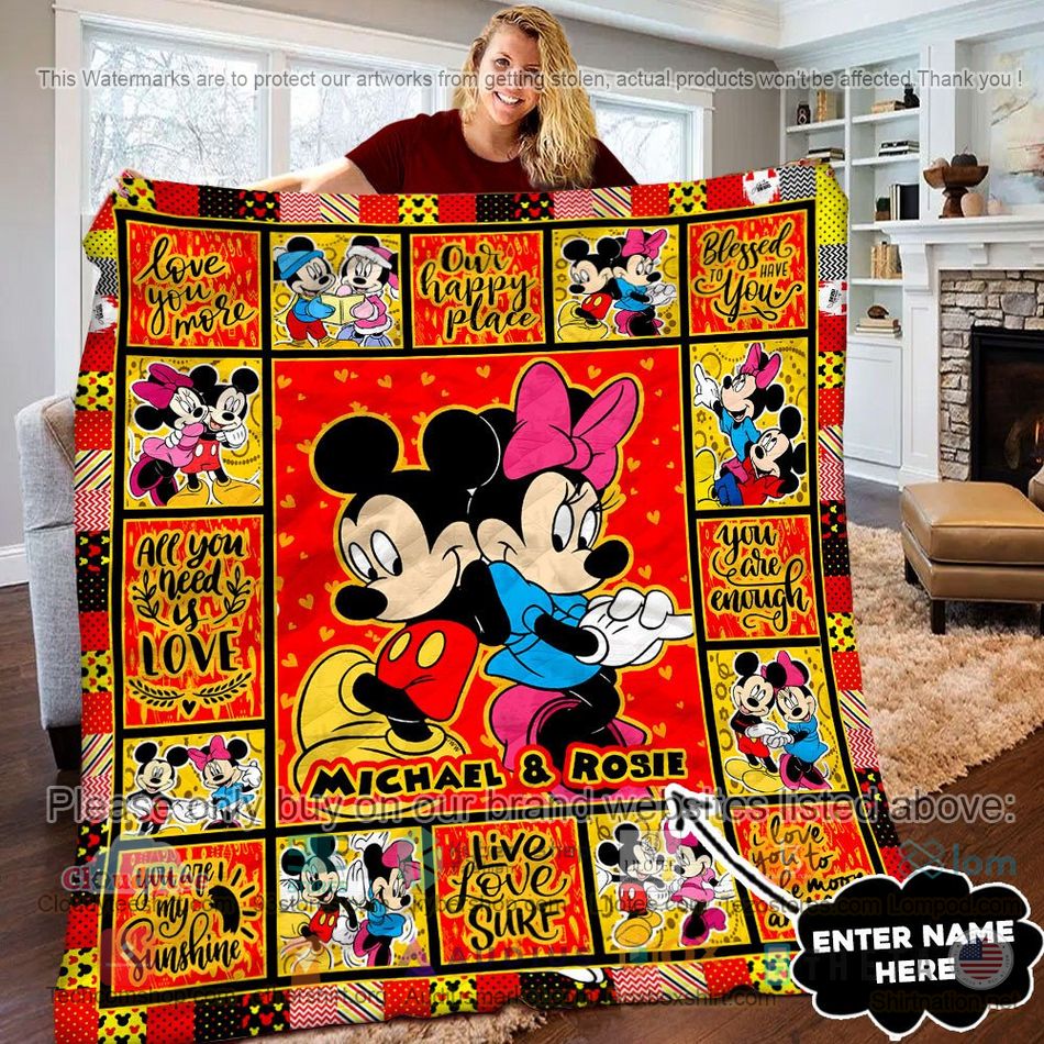 personalized mickey minnie you are enough quilt 1 4034