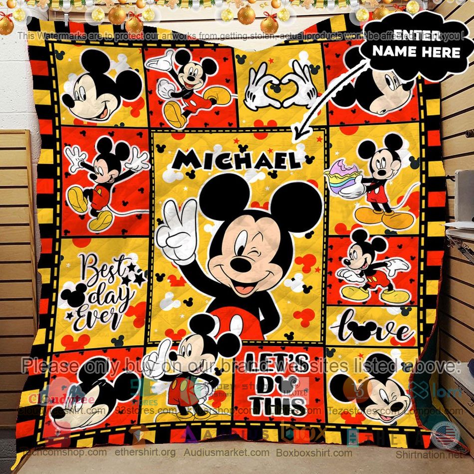personalized mickey mouse best day ever quilt 2 95310