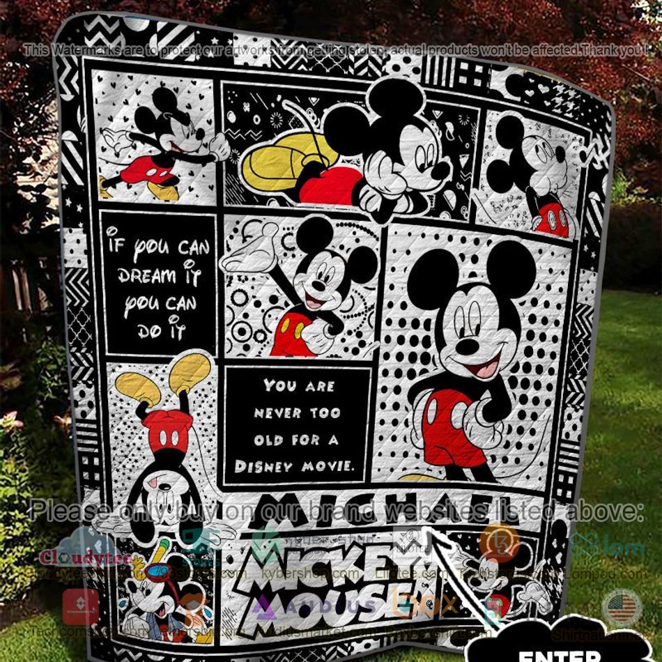 personalized mickey mouse black white quilt 2 15846