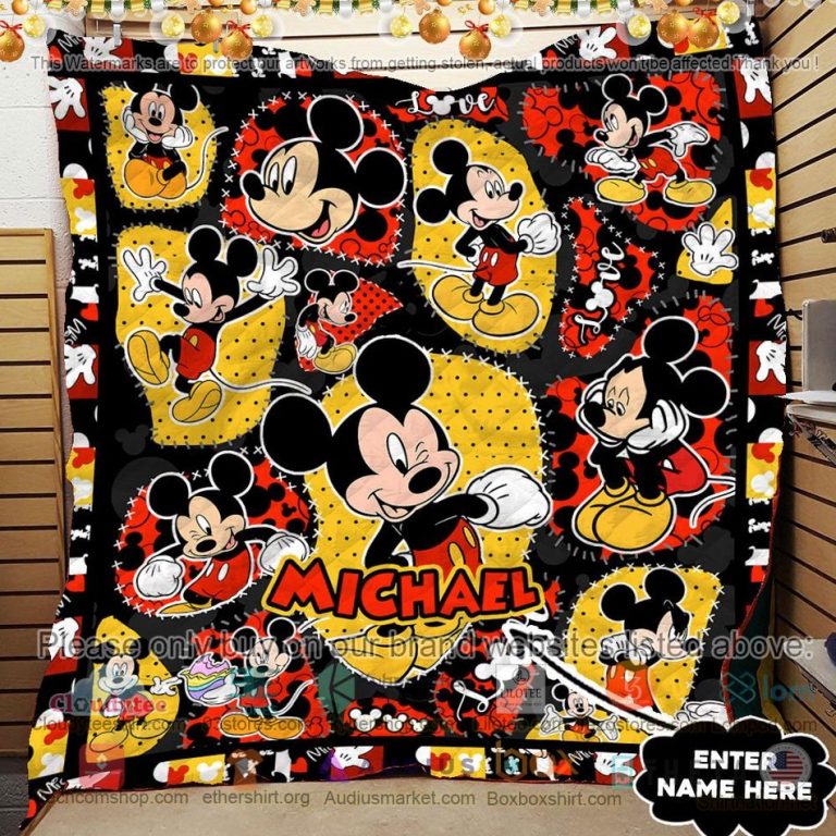 personalized mickey mouse black yellow quilt 3 52826