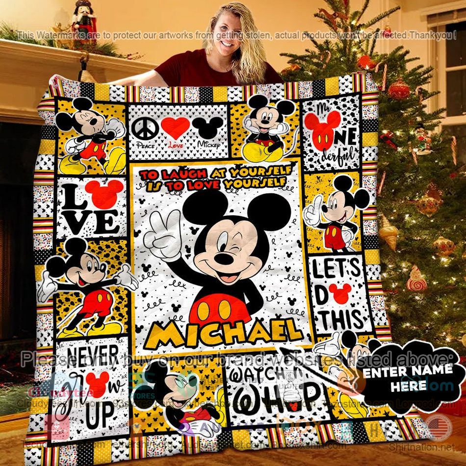 personalized mickey mouse lets do this quilt 1 70136