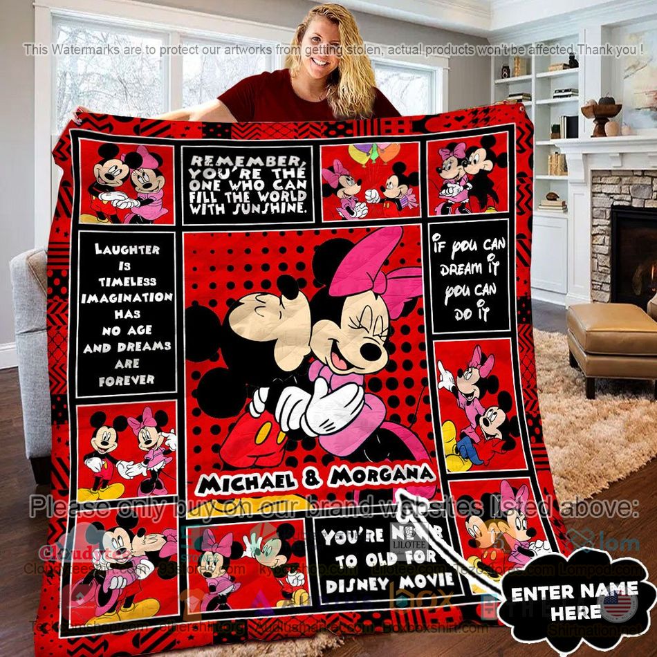 personalized mickey mouse minnie mouse quilt 1 53086