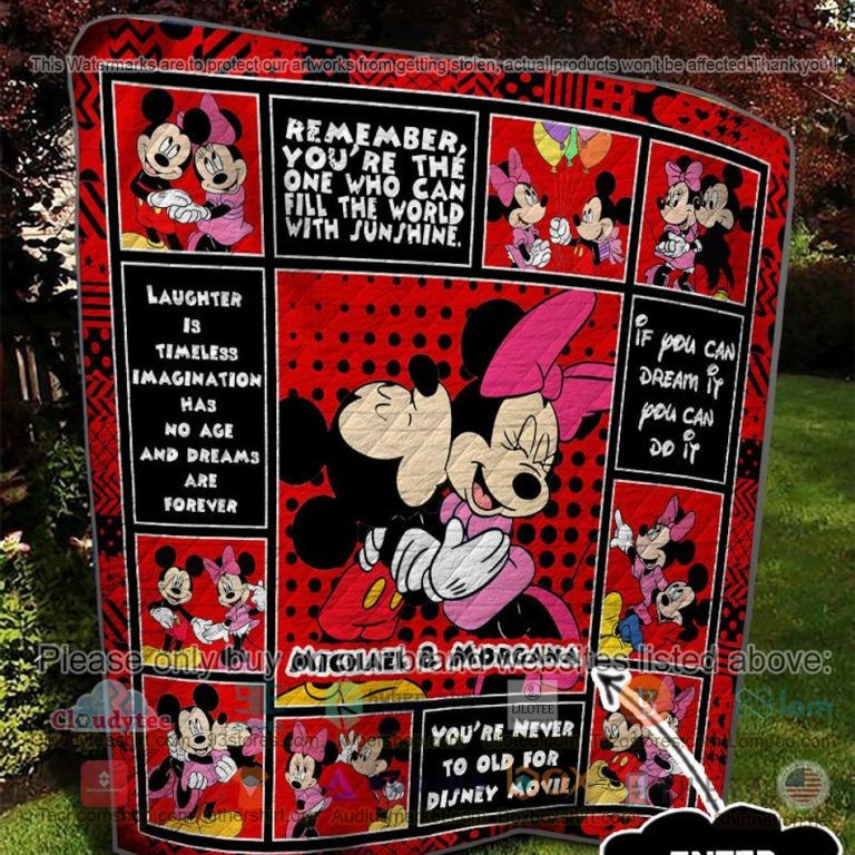 personalized mickey mouse minnie mouse quilt 3 70068