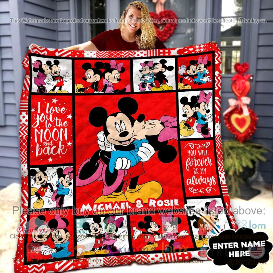 personalized mickey mouse minnie mouse red quilt 1 15041