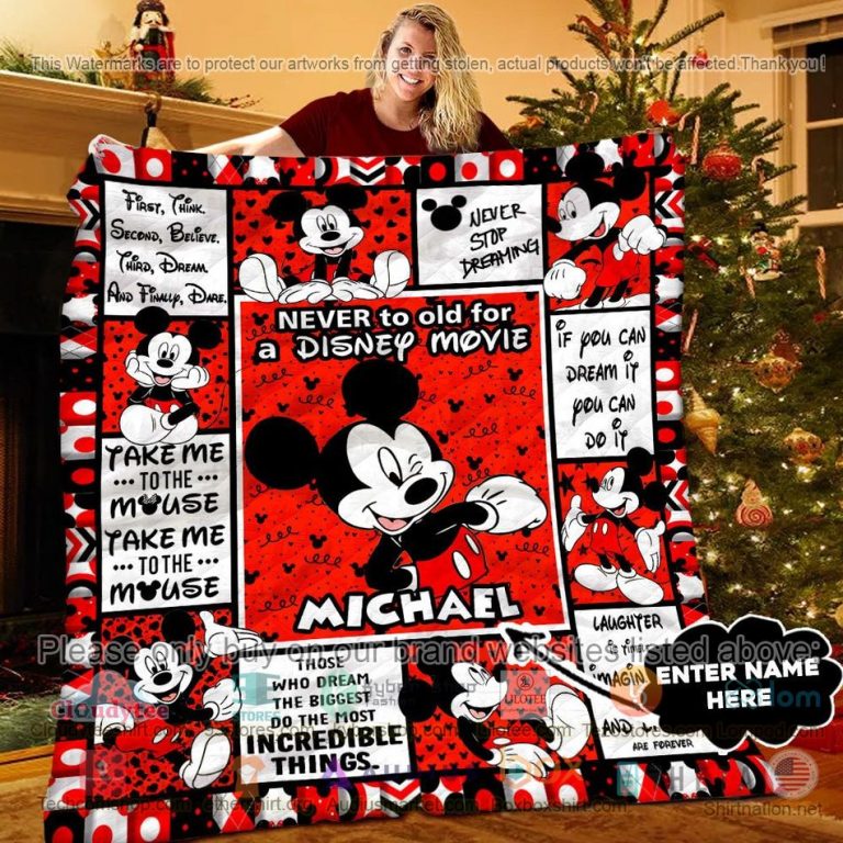 personalized mickey mouse never stop dreaming quilt 1 25153