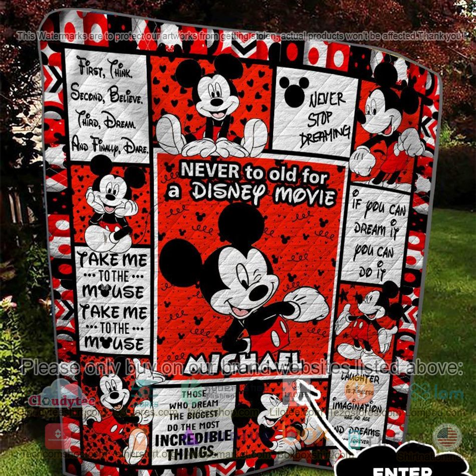 personalized mickey mouse never stop dreaming quilt 2 77207