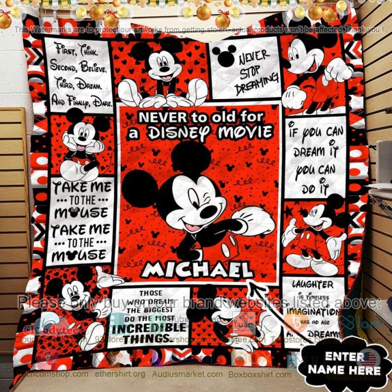 personalized mickey mouse never stop dreaming quilt 3 37369