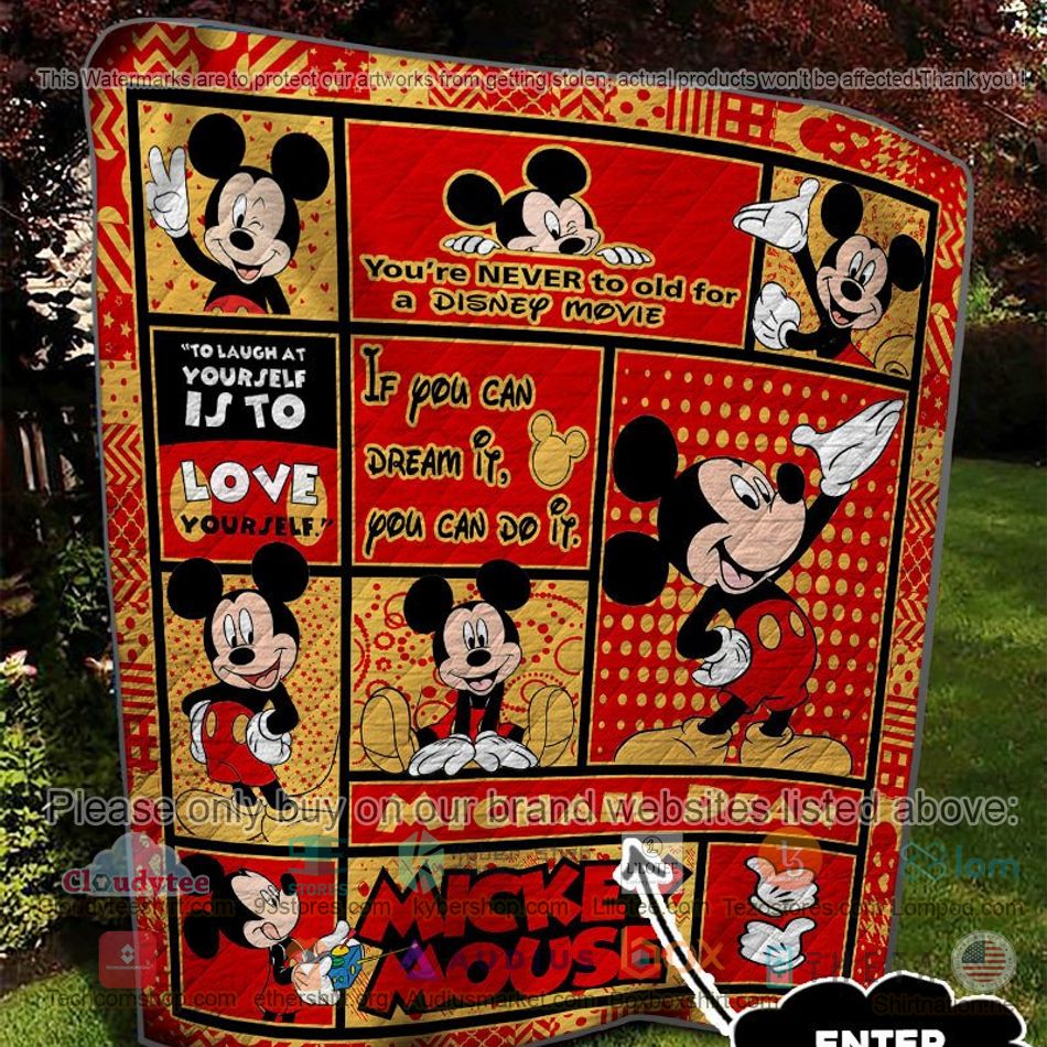 personalized mickey mouse never to old for a disney movie quilt 2 87157