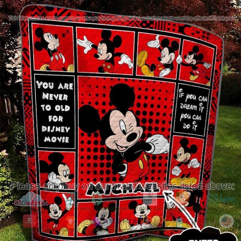 personalized mickey mouse red quilt 3 79471