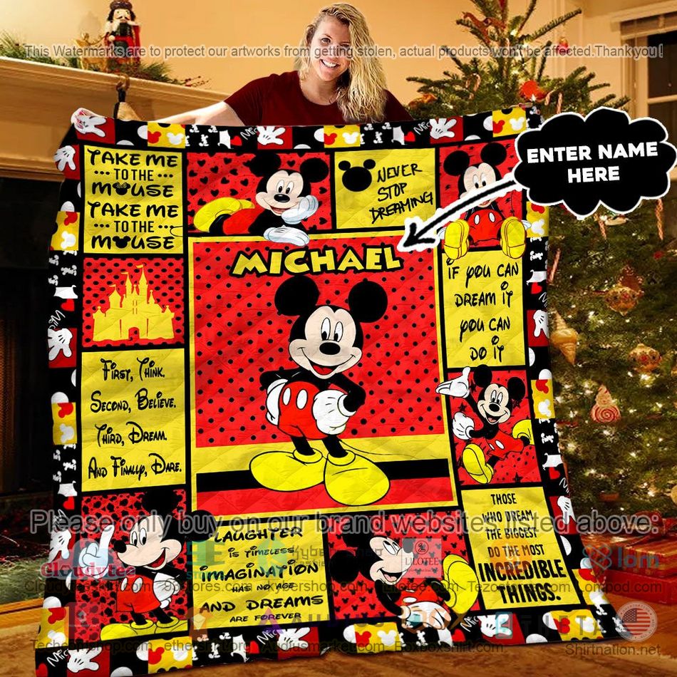 personalized mickey mouse red yellow quilt 1 69472