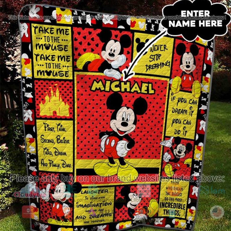 personalized mickey mouse red yellow quilt 2 64016