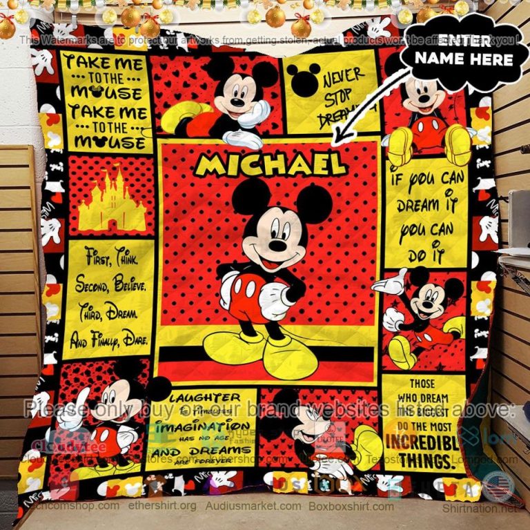 personalized mickey mouse red yellow quilt 3 1427