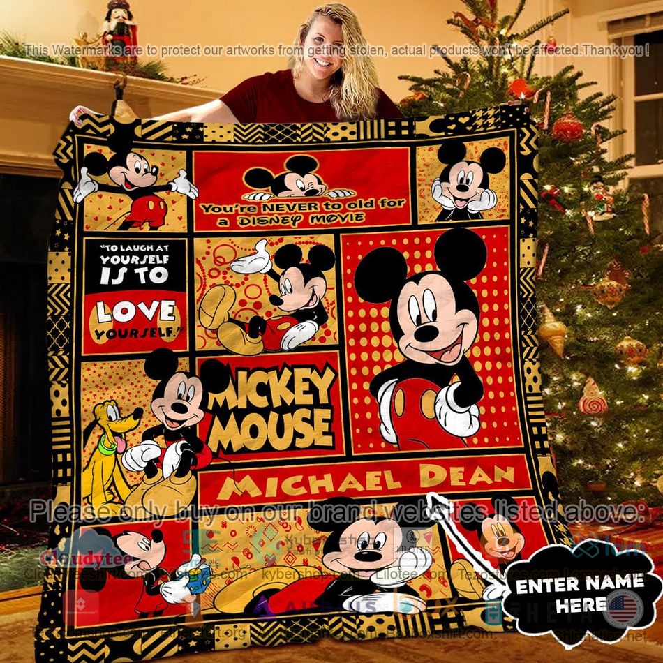 personalized mickey mouse to laugh at yourself is to love yourself quilt 1 30677