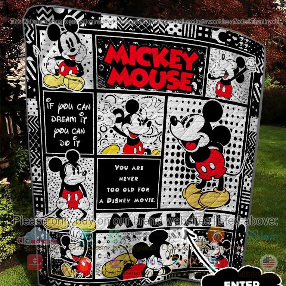 personalized mickey mouse you are never too old for a disney movie quilt 2 46963